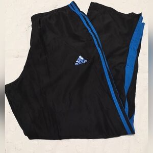 Adidas Women's Black Blue 3-Stripe Zip Track Pants M